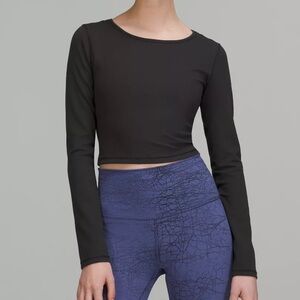 Lululemon Wunder Train Cropped Long Sleeve Shirt in Black